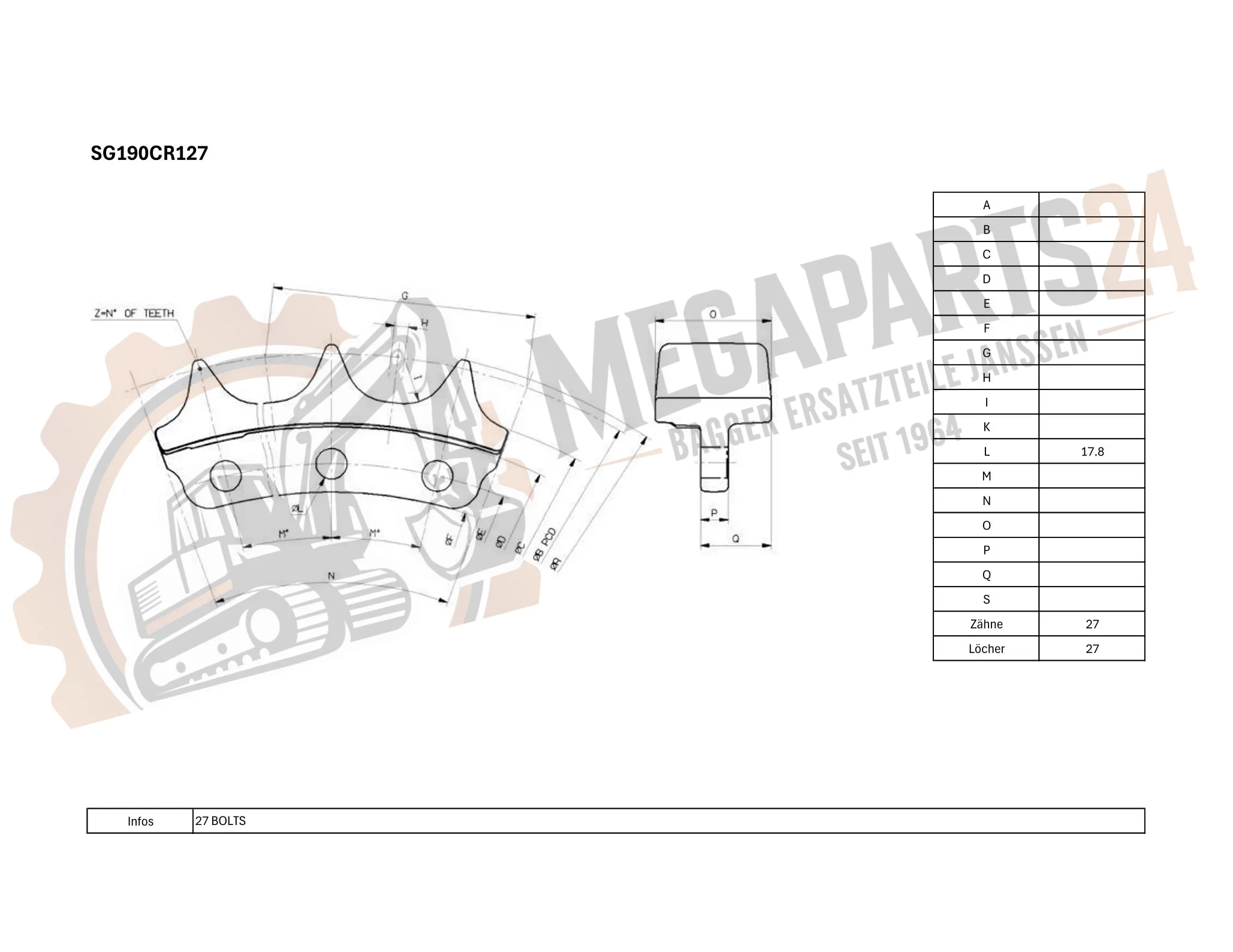 Antriebsrad CATERPILLAR D6K LGP DHA SERIE 1-UP - Turas Antriebsrad CATERPILLAR D6K LGP DHA SERIE 1-UP - Turas